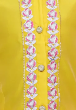 Embroidered Taffeta Silk Sherwani Set in Yellow