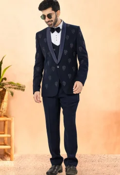 Embroidered Terry Rayon Tuxedo in Brown