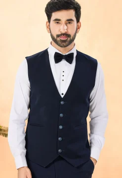 Embroidered Terry Rayon Tuxedo in Navy Blue