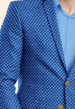 Embroidered Uppada Silk Blazer in Royal Blue