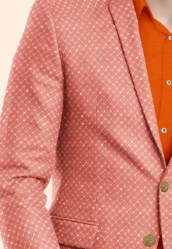 Embroidered Uppada Silk Blazer in Peach