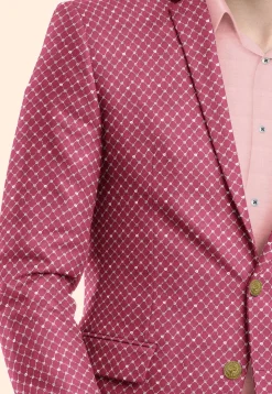 Embroidered Uppada Silk Blazer in Fuchsia