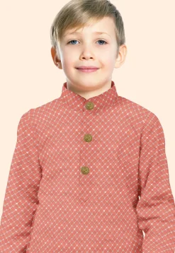 Embroidered Uppada Silk Kurta Set in Orange