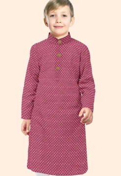 Embroidered Uppada Silk Kurta in Pink