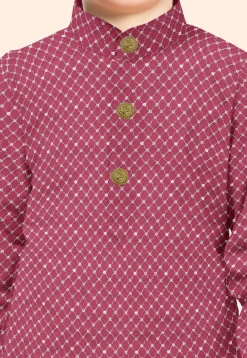 Embroidered Uppada Silk Kurta in Pink