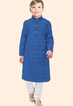 Embroidered Uppada Silk Kurta Set in Royal Blue