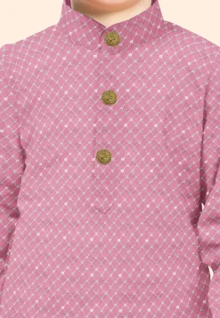 Embroidered Uppada Silk Kurta in Pink