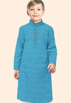 Embroidered Uppada Silk Kurta in Light Blue