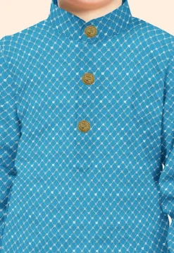 Embroidered Uppada Silk Kurta in Light Blue