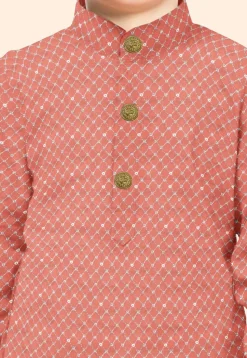 Embroidered Uppada Silk Kurta in Orange