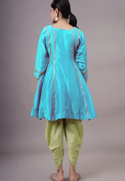 Embroidered Uppada Silk Punjabi Suit in Sky Blue