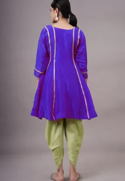 Embroidered Uppada Silk Punjabi Suit in Blue
