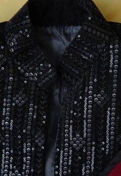 Embroidered Uppada Silk Sherwani in Black