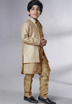 Embroidered Uppada Silk Sherwani in Beige