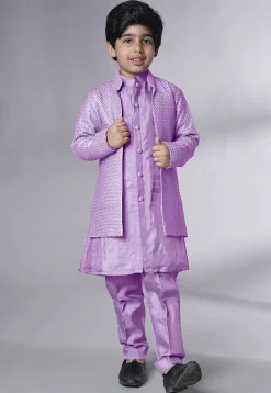 Embroidered Uppada Silk Sherwani in Light Purple