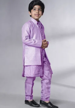 Embroidered Uppada Silk Sherwani in Light Purple
