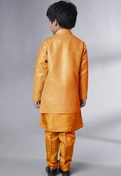 Embroidered Uppada Silk Sherwani in Mustard