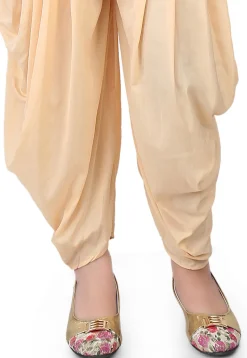 Embroidered Velvet and Net Top with Dhoti Pant in Red