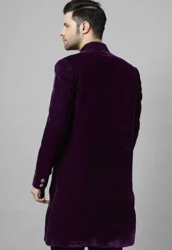 Embroidered Velvet Coat in Wine