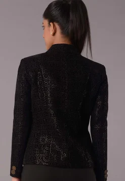 Embroidered Velvet Jacket in Black