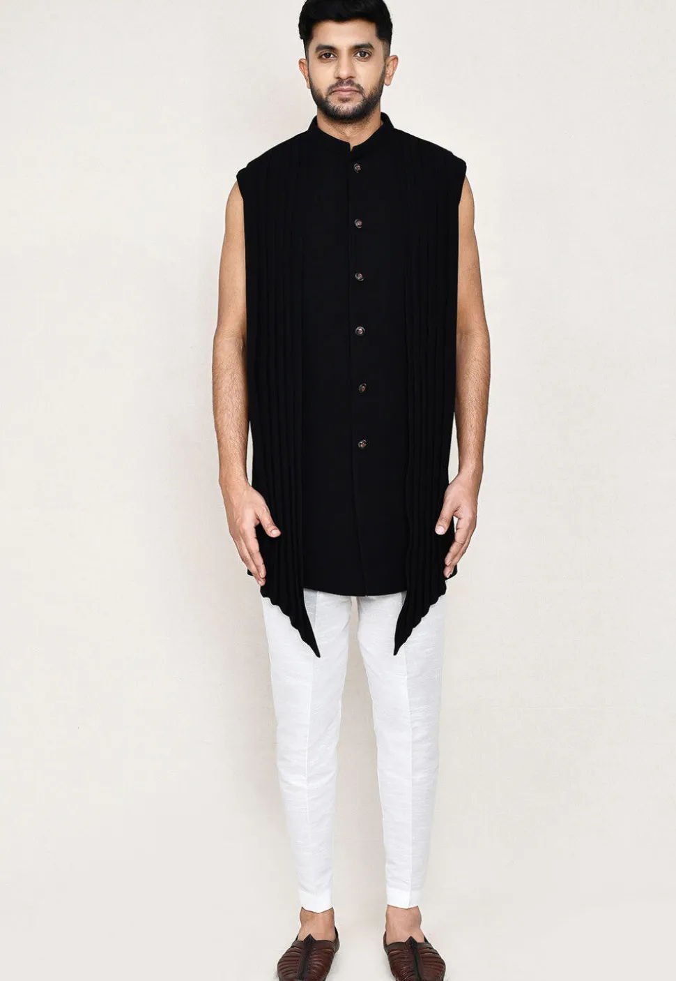 Embroidered Velvet Jodhpuri Suit in Black