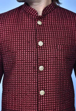 Embroidered Velvet Jodhpuri Suit in Maroon
