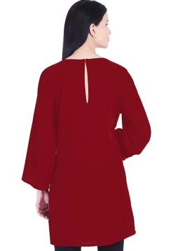Embroidered Velvet Kurti Maroon