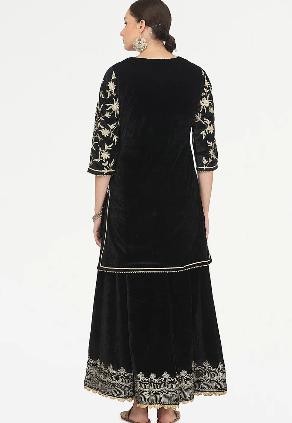 Embroidered Velvet Lehenga in Black