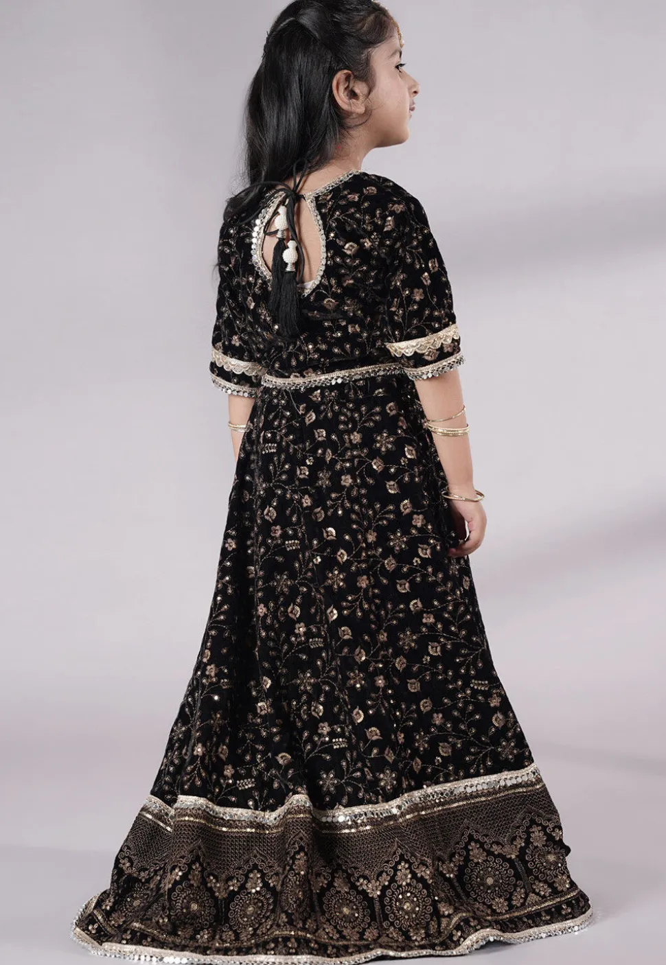 Embroidered Velvet Lehenga in Black