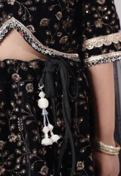 Embroidered Velvet Lehenga in Black