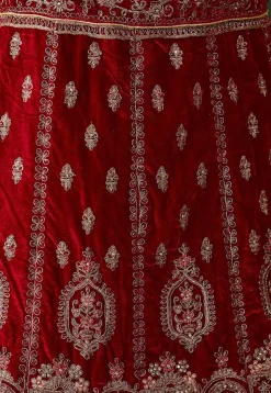 Embroidered Velvet Lehenga in Maroon