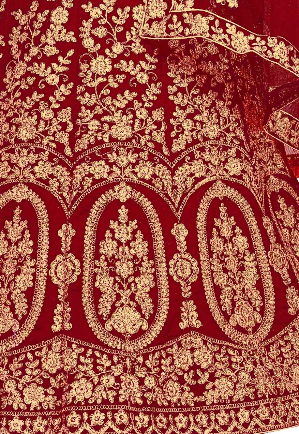 Embroidered Velvet Lehenga in Maroon