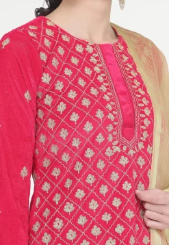 Embroidered Velvet Lehenga in Pink