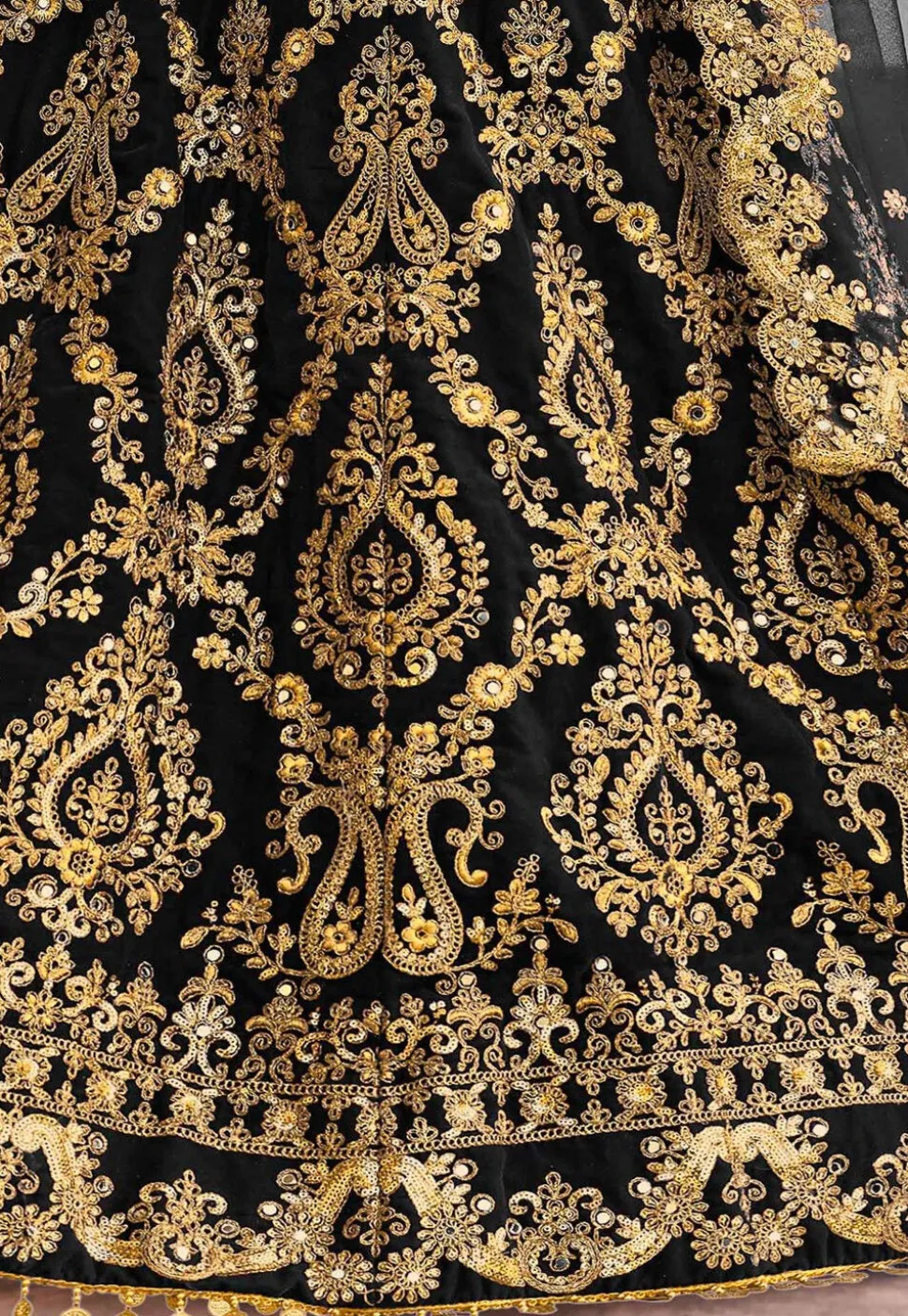 Embroidered Velvet Lehenga in Black