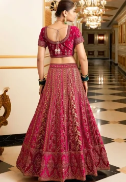 Embroidered Velvet Lehenga Pink