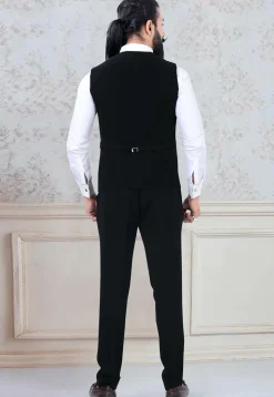 Embroidered Velvet Tuxedo in Black