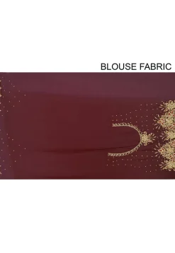 Embroidered Viscose Georgette Saree in Maroon