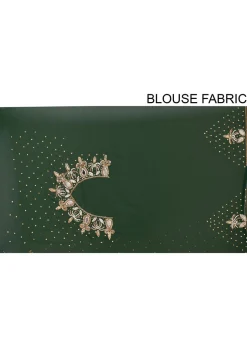 Embroidered Viscose Georgette Saree in Dark Green