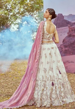 Embroidered Viscose Rayon Lehenga in Purple
