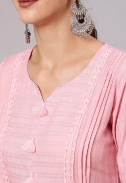 Embroidered Viscose Rayon Tunic in Pink