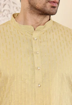 Embroidered Viscose Rayon Kurta in Beige