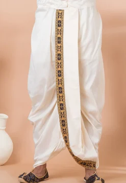 Embroidered Viscose Silk Angrakha Kurta Set in Navy Blue