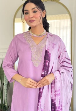 Embroidered Viscose Silk Pakistani Suit in Light Purple