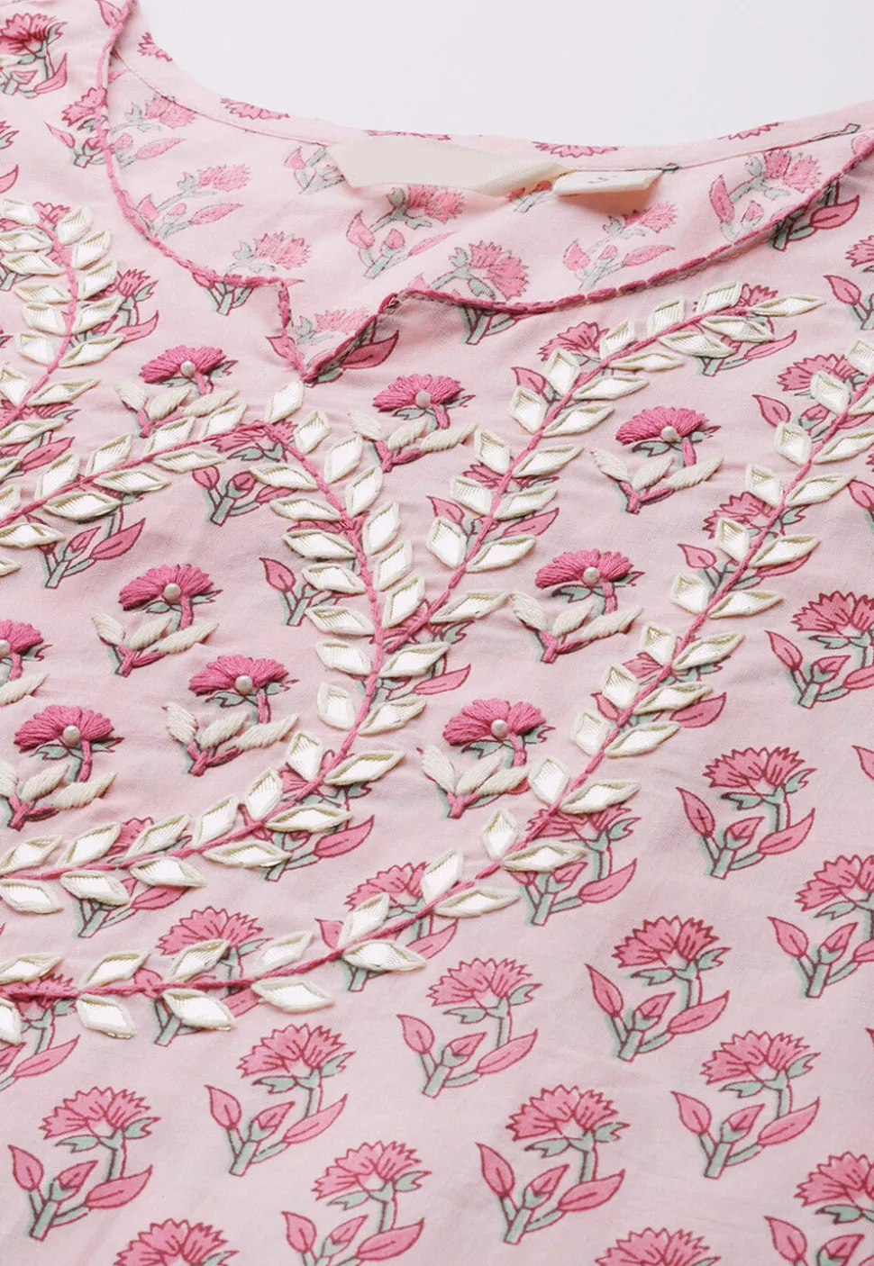 Floral Printed Cotton Pakistani Suit in Pink