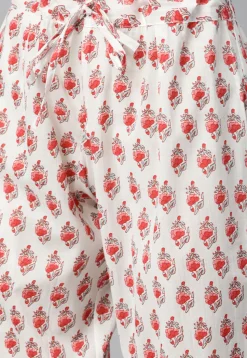 Floral Printed Cotton Pakistani Suit in White