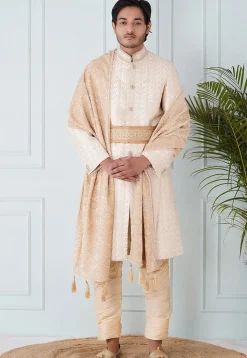Foil Print Velvet Dupatta in Cream