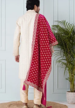 Foil Print Velvet Dupatta in Fuchsia