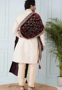 Foil Print Velvet Dupatta in Maroon