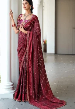 Foil Printed Art Silk Saree in Purple