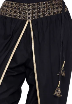 Foil printed Cotton Dhoti Pant in Black